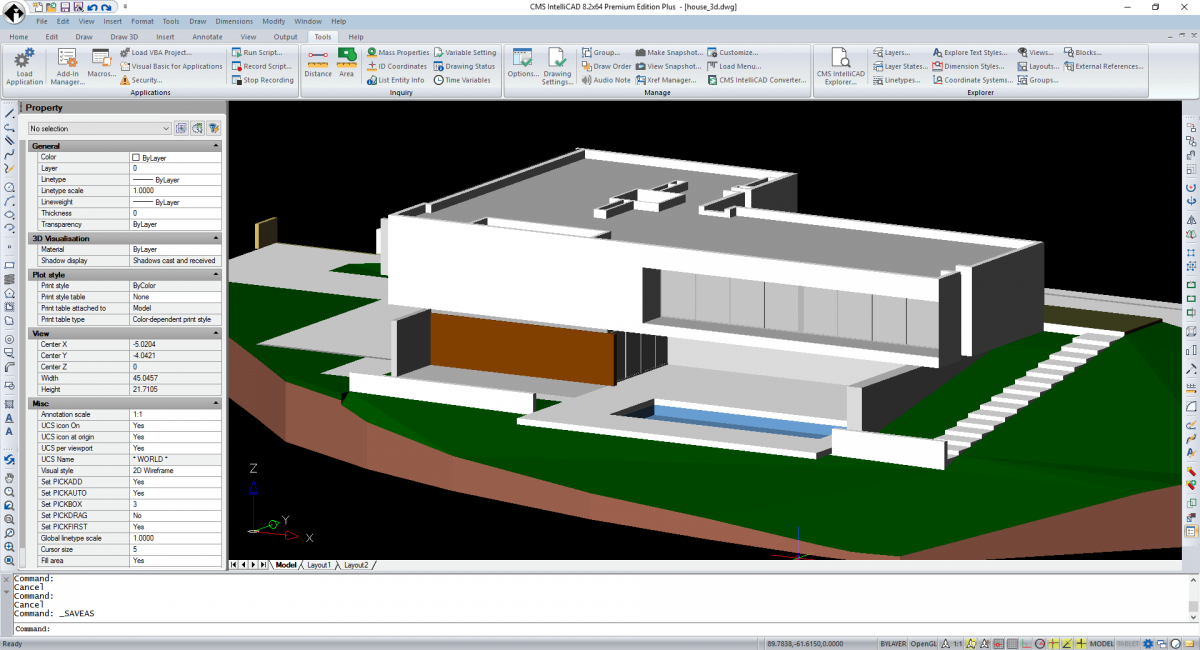 CMS IntelliCAD  sombreamento <span>3D</span>